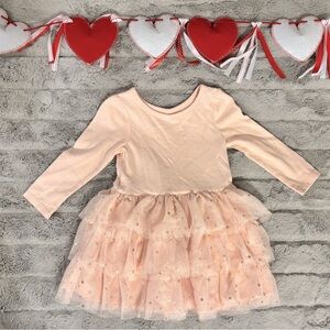Cat & Jack 18 Months Light Pink Long Sleeve Dress Shirt with Gold Hearts Tutu